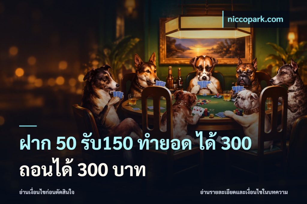 ฝาก 50 รับ150 ทำยอด ได้ 300 ถอนได้ 300 บาท