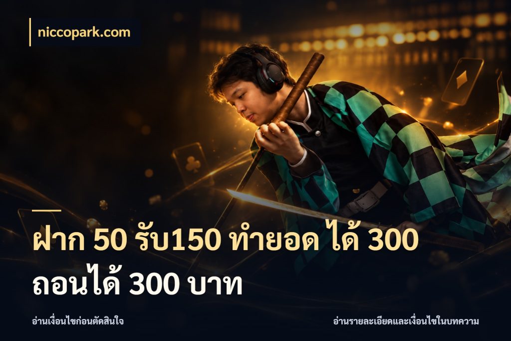 ฝาก 50 รับ150 ทำยอด ได้ 300 ถอนได้ 300 บาท เปิดมุมโปรให้เข้ากับเกมแนวโปรด สไตล์ niccopark.com