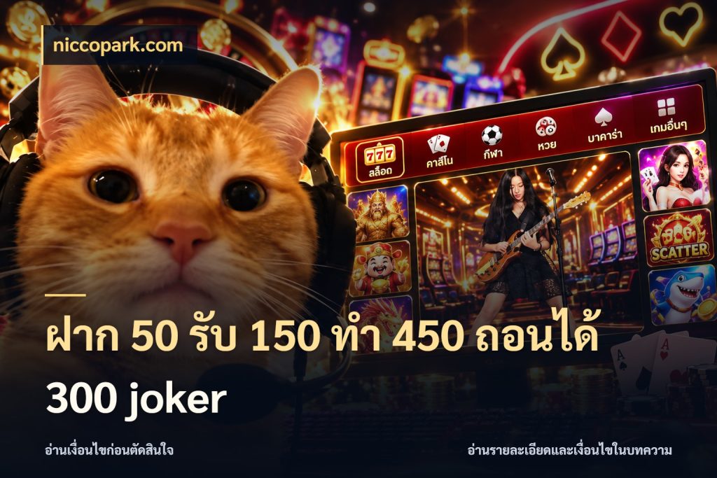 ฝาก 50 รับ 150 ทํา 450 ถอนได้ 300 joker สีสันของโปรฝากและยอดรับ สไตล์ niccopark.com