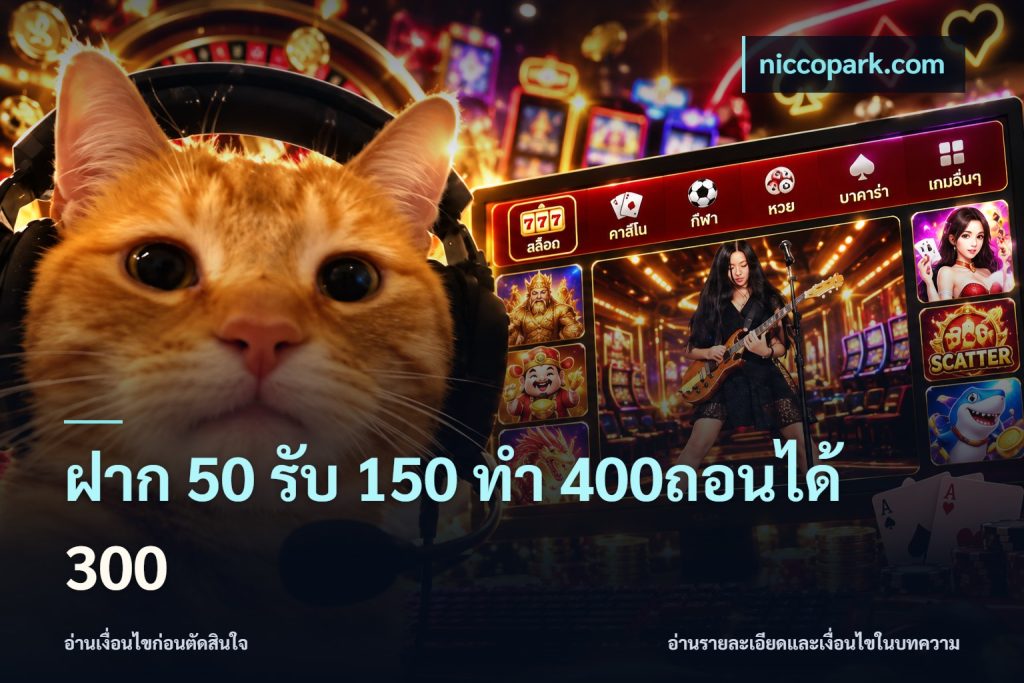 ฝาก 50 รับ 150 ทํา 400ถอนได้ 300