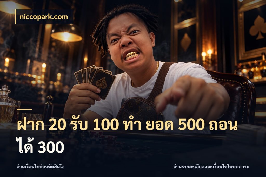 ฝาก 20 รับ 100 ทํา ยอด 500 ถอนได้ 300 สีสันของโปรฝากและยอดรับ ในมุม niccopark.com